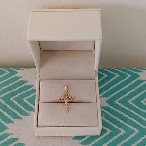 Cross  Pendant 14kt With Diamonds New
